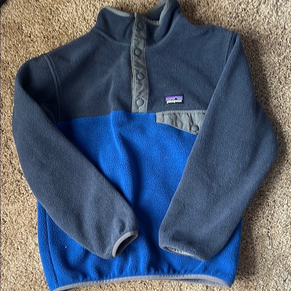 Patagonia Blue and Gray Fleece Pullover